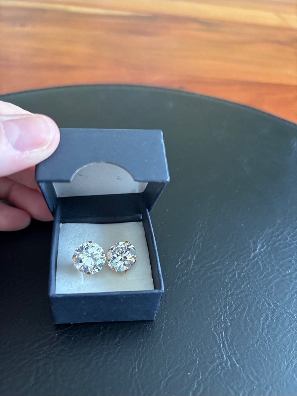 Clear Crystal Stud Earrings in Gold Setting - Women Costume Jewelry